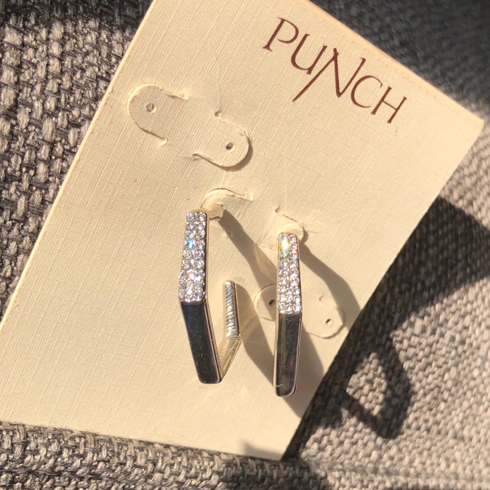 Silver Rhinestone Hoops - Picture 9 of 17